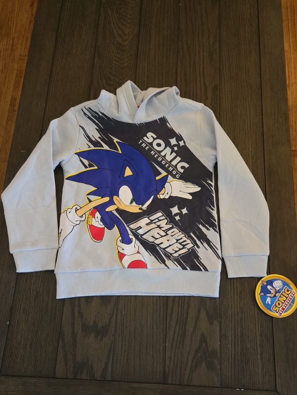 Sonic the Hedgehog Light Gray Kids Hoodie with Graphic, NWT.